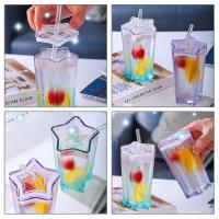 300ML Pentagram Straw Mug Large Capacity Creative Water Detachable Simple Straw Cup Drinking Cup K1K6