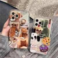 【CC】 Ins Korean Cartoon Transparent iPhone 14 13 12 Dog Shockproof Soft Cover Funda