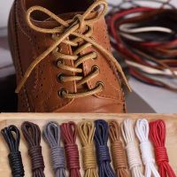 Leather Shoe Laces Strap Pure Cotton Round Lace Waterproof Durable Waxed Shoelaces Boots Oxford Casual Shoe Length 90/100/120 CM