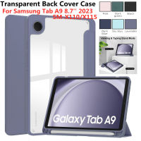 เคสซิลิโคน TPU อะคริลิคพร้อม Casing Tablet ช่องเสียบปากกาสำหรับแท็ปซัมซุง A9 8.7นิ้ว2023 SM-X110 8.7นิ้ว X115ฝาปิดหนังตั้งเป็นฐานได้พับสามทบ