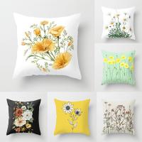 【JH】 Cross-border exclusive for the new flower plant peach skin pillowcase pillow car cushion to map design