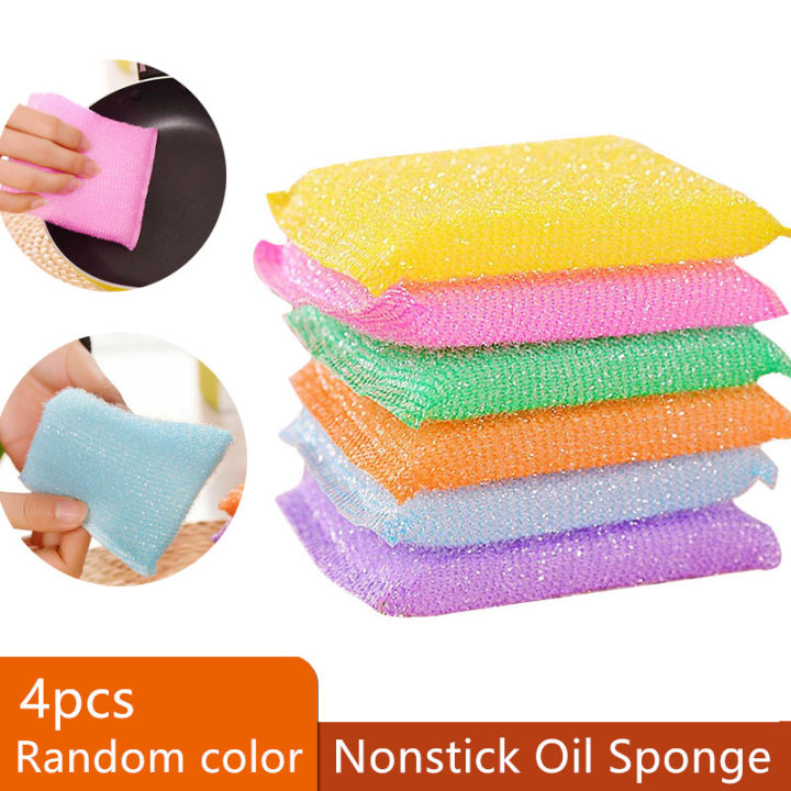 4pcs Random Color Cleaning Rag & Cleaning Sponge