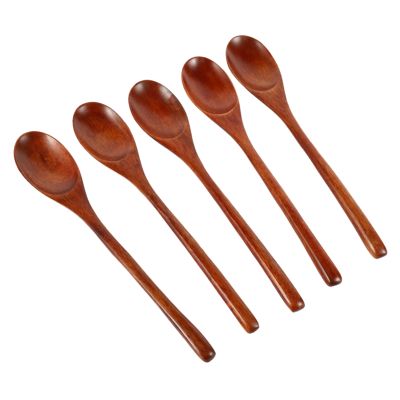 Spoons Wooden Soup Spoon 5 Pieces Eco Friendly Tableware Natural Ellipse Wooden Ladle Spoon Set for for Eating Mixing Stirring Cooking Coffee Demitasse Tea Dessert with Case