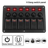 Marine Rocker Switch Panel 6 Gang Car Switch Panel Waterproof with Sticker Interior Parts LED Light 12 24V Circuit Control