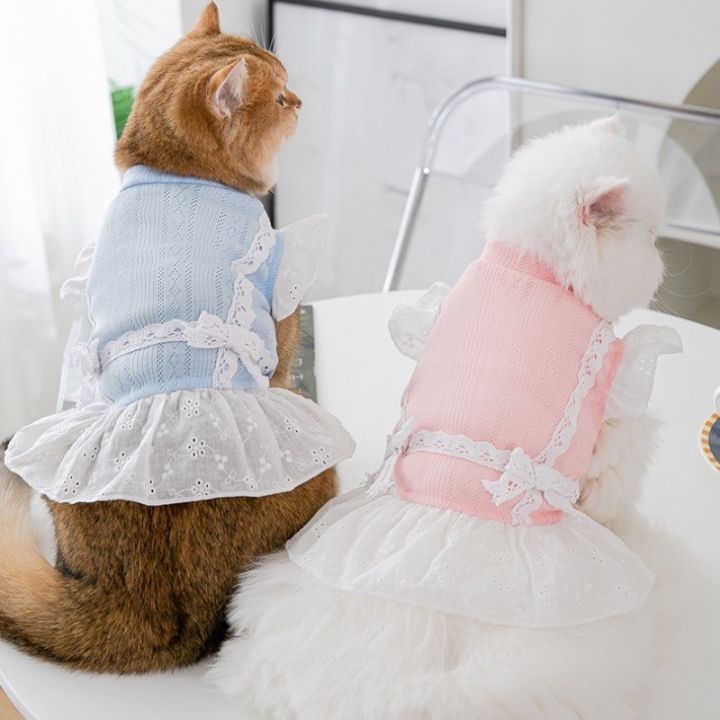 คลังสินค้าพร้อม-ฤดูร้อนชุดเจ้าหญิงสัตว์เลี้ยงบางชุดแมวสุนัขชุดลูกไม้