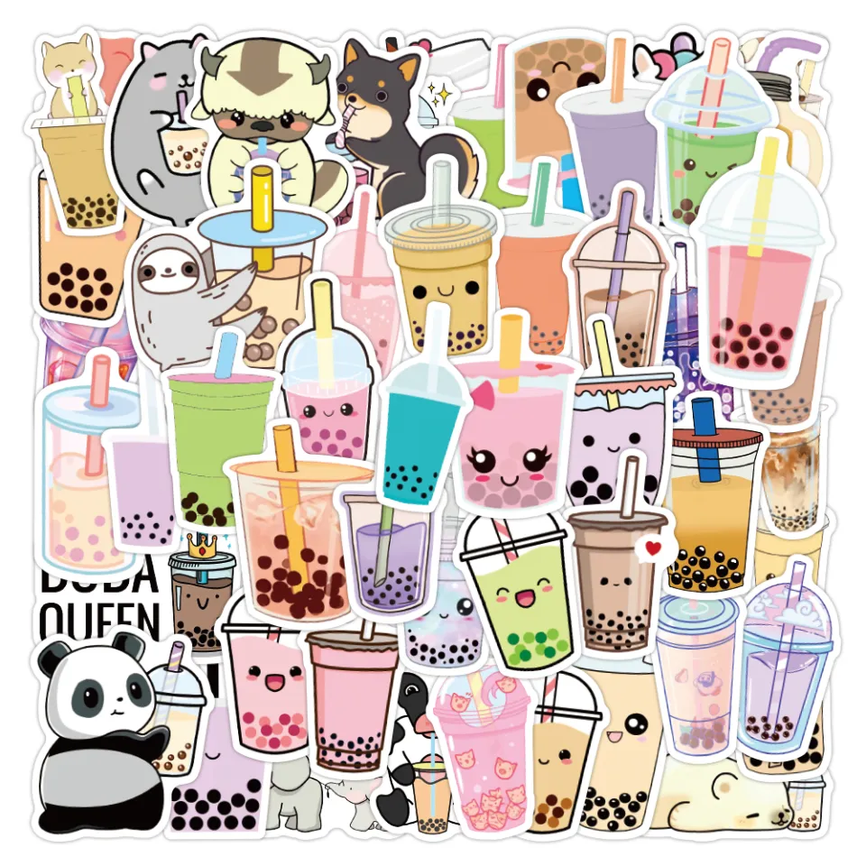 Made this kawaii style boba cup sticker : r/Kawaii