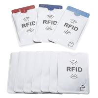 10Pcs RFID Blockซองใส่บัตรแขนIDบัตรเดบิตTouch N Goตัวป้องกันที่ยึดอลูมิเนียมแผ่นฟอยล์ป้องกันการโจรกรรมอัตลักษณ์Fraud Scan Blocker