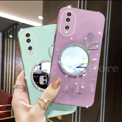 เคสกระจกแต่งหน้า Huawei Honor 90 5G กระต่ายกลิตเตอร์น่ารักเคสโทรศัพท์ HONOR 90 Lite Siliocne ฝาหลังนิ่ม Honor70 Lite 2023