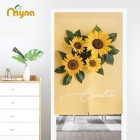 Fashion 2023 New Design Sunflower Door Curtain Langsir Dapur Pintu Kitchen Restaurant Telescopic Japanese Style FabricTirai Pintu Jepun Ka