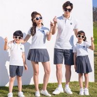 Matching Family Outfit Summer Mom Daughter Dress Dad Son Cotton T-shirt Shorts Couple Set Primary Middle School Student Uniforms