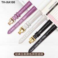 High-quality first-layer cowhide strap for girls genuine leather fashionable bright patent leather accessories butterfly buckle watch chain 10-20mm