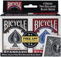 Bicycle Standard Index (BlackRed), Pack of 4