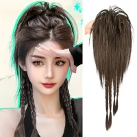 ไฟเบอร์กันความร้อนผมหางม้าแบบสั้นตรงหางม้าของผู้หญิงคลิปหนีบผมหางม้าสีดำแนวดราม่าสีน้ำตาลวิกผมหางม้าครึ่งแบบมองไม่เห็น