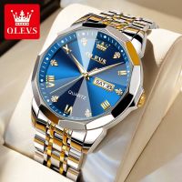 ZZOOI OLEVS 9931 Quartz Dual Calendar Luxury Diamond Dial Men Wristwatches Business Stainless Steel Strap Waterproof Watch for Men