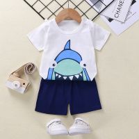 Designer Boy Clothes Shark T-shirt Clothing Suit 2 Piece Set For Baby Summer Outfits Toddler Boy Girl Clothing For Kids Wear
