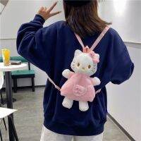 Cute Soft Hello Kitty Cat Bag Fashionable Versatile Plush Girl Heart Children Backpack Kindergarten Gift Texture Bow Messenger 【AUG】