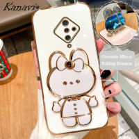 Kanavi เคสโทรศัพท์แฟชั่นสำหรับ VIVO S1 S1 Pro เคสโทรศัพท์ตัวยึดกระจกแต่งหน้ากระต่ายเคสนิ่มเคลือบอิเล็คโทรเพลทหรูหรา