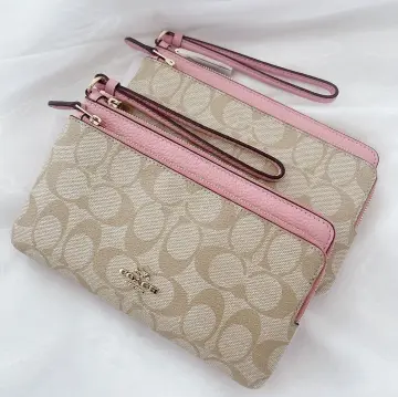 Coach Corner Zip Wristlet In Signature Canvas With Country Floral Print