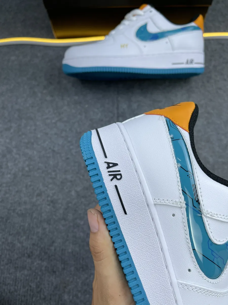 Nike Air Force 1 Hy Swoosh Blue Logo Bóng Xanh | Lazada.Vn