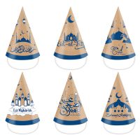 6Piece Eid Ramadan Decoration 3D Paper Hat Moon Star Decoration for Ramadan Party Supplies