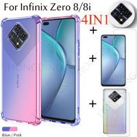 สำหรับ Infinix Zero 8 / 8i Anti-Fall สีโทรศัพท์มือถือเคสโทรศัพท์ + HD แบบเต็มหน้าจอกระจกเทมเปอร์ฟิล์ม + คาร์บอนไฟเบอร์ฟิล์มด้านหลัง + ฟิล์มเลนส์ (4in1)