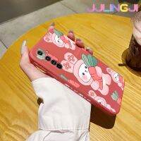 Jjlingji เคสสำหรับ Realme X50เคสเครื่องเล่นโปรกระต่ายแครอทการ์ตูนเคสโทรศัพท์ลวดลายขอบซิลิโคนของเหลวแบบนิ่มดั้งเดิมทรงสี่เหลี่ยมคลุมทั้งหมดเคสป้องกันกล้องเลนส์กรอบฝาครอบเคสนิ่มด้านหลัง