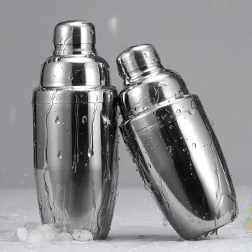 550ml Stainless Steel Insulated Shaker Bottle with Wire Whisk, Silver