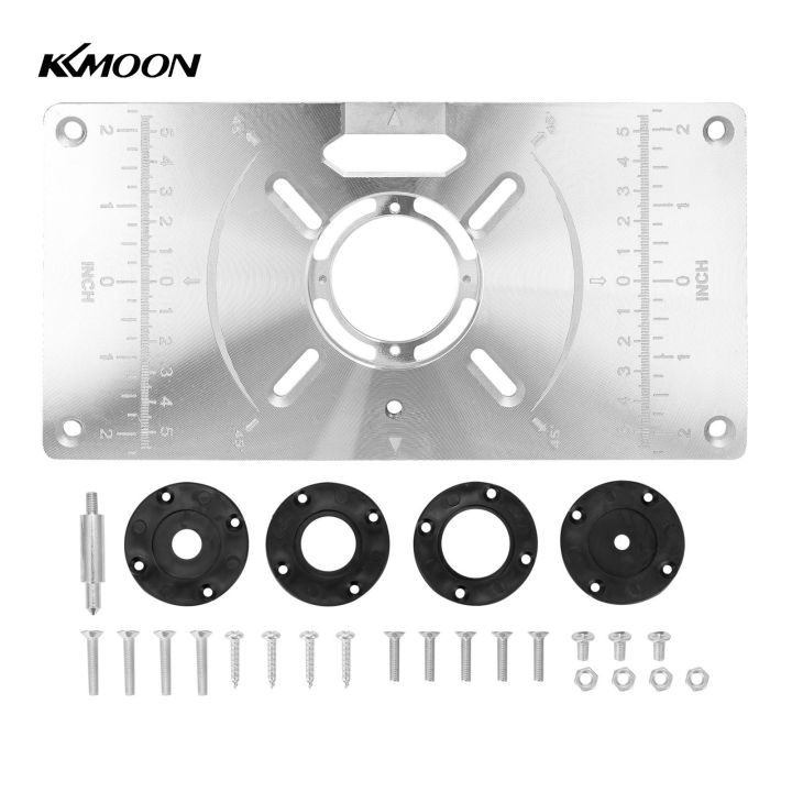 kkmoon-เราเตอร์ตารางแทรกแผ่นอลูมิเนียมตัดเครื่องแกะสลักพลิกบอร์ดที่มี4แหวนสำหรับงานไม้