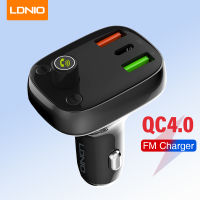 LDNIO QC4.0 Ports ที่ชาร์จแบตในรถที่ชาร์จโทรศัพท์แบบชาร์จเร็ว 3 USBสำหรับ Xiaomi IPhone Huawei เครื่องชาร์จในรถยนต์ Bluetooth FM Transmitter C704Q