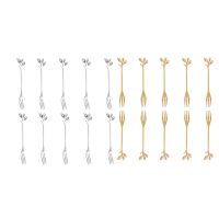 I610 Pcs Stainless Steel Leaf Cake Fruit Forks Set Tasting Dessert Forks Kitchen Accessory Wedding Party