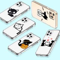 เคสโทรศัพท์ หรับ Samsung A34 M52 A04 M30S A23 M23 M53 M21 A54 M30 A40S A9 A14 A04S M33 Plus อ่อนนุ่ม โปร่งใส ปก T-114 Cute Black Cat