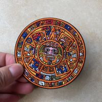 ☸☇☂ Mayan Calendar Patch Embroidered Aztec Sunstone Magic Patch Sleeve Badge for Clothing Jackets Backpack Cap Hook and Loop