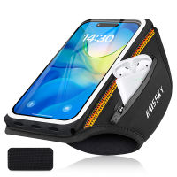 HAISSKY ด้ายสี Running Sports Armband สำหรับ iPhone 14 13 12 11 Pro Max กระเป๋าซิปกระเป๋าหูฟังกุญแจรถกระเป๋าแขนยืดหยุ่น-Naoei