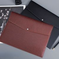 A4 Large Capacity File Folders for Document Paper Storage Bag Package PU Leather Black Brown Pocket Folders Desk Organizer