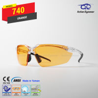 แว่นตานิรภัย แบรนด์ Action Eyewear รุ่น 740 (กันฝ้า 100%) เลนส์ส้ม - ฟรีซองใส่แว่น