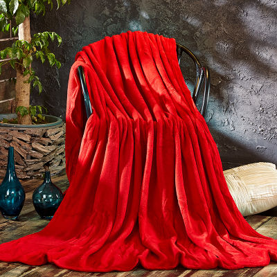 NOTTING - 0029 ผ้าห่มนาโน ขนาด 6 ฟุต (180x200) ซม. สีแดงอมส้ม   วินเทจ