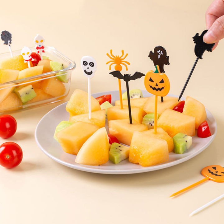 uni-6-10pcs-cartoon-fruit-fork-toothpicks-food-selection-mini-bento-box-decoration-ตกแต่งคริสต์มาส