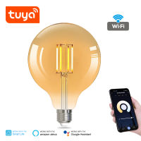 Tuya 220โวลต์ E27 G125สมาร์ท Wi-Fi LED เส้นใยหลอดไฟประหยัดพลังงานหรี่แสงได้การควบคุมเสียงระยะไกลผ่าน Alexa บ้าน