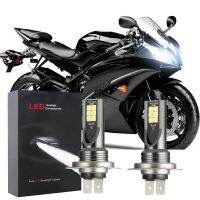 สำหรับ Yamaha YZF-R6 2003-2015 YZF-R1 2006-2016 (ไฟหน้า)-หลอดไฟหน้า LED 6000K 12V-32V สีขาวจำนวน2