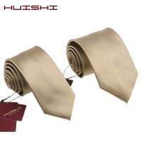 Mariage Waterproof Necktie Dress Shirt Stripe Ties For Men light Brown Color Man 39;s Gift Wholesale Lapel Shape Neck Ties Solid