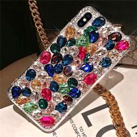 Phone Case Bling Crystal Diamond Rhinestone 3D Colorful Stones Back Cover for iphone 14 11 12 13 mini Pro Max XR X 7 8 6 Plus