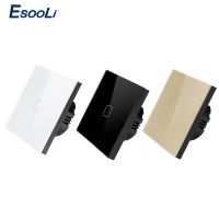 ✵ Esooli EU/UK Standard Wall Switch Crystal Glass Panel Touch Switch1 Gang 1 Way Light Wall Touch ScreenOlny Touch Function