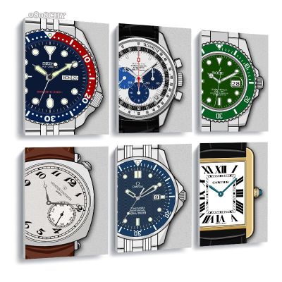 Luxury Watch Wall Art ตกแต่งภาพวาด-Submariner นาฬิกาผ้าใบโปสเตอร์และภาพพิมพ์-นาฬิกาสี Wall Art Home Decor ภาพจิตรกรรมฝาผนัง