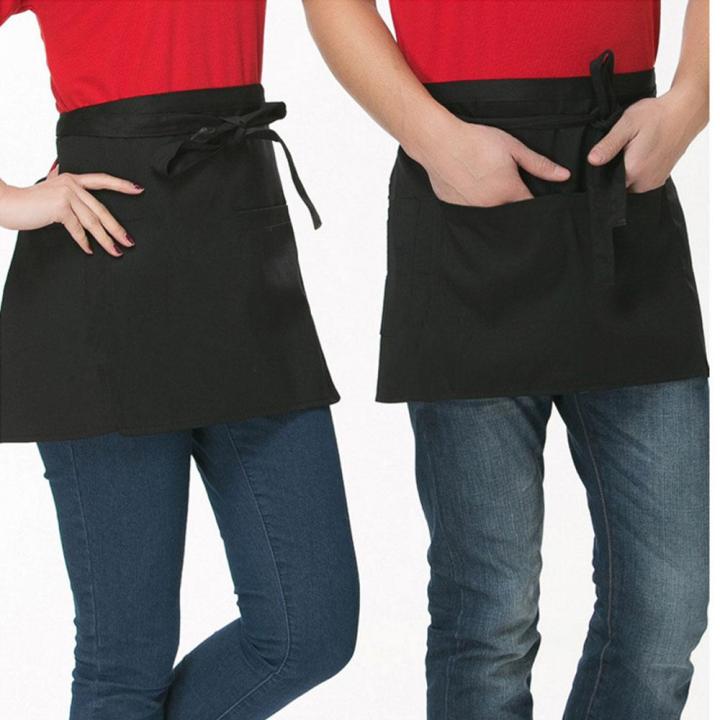 lucky-ผ้ากันเปื้อนเอวสั้นครึ่งพนักงานเสิร์ฟพนักงานเสิร์ฟพร้อมกระเป๋าคาเฟ่ผับร้านอาหารครัว