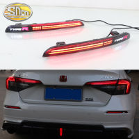 SNCN โคมไฟ Bemper Belakang LED สำหรับรถยนต์2ชิ้นสำหรับไฟเบรค Honda Civic 2021 2022ประเภท R ไฟท้ายไฟตัดหมอก