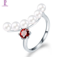 Lohaspie Jewelry Pure Silver 925 Pearl Garnet Ring Natural Pearl Garnet Ring Red Gemstone Ring For Women 925 Silver Jewelry Gifts Women Jewelry Lohaspie