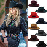 Men Women Woolen Western Cowboy Hats Wide Brim Sunhats Party Travel Sombrero Outdoor Caps Classical Retro US Size 7 14 UK L