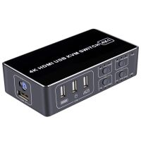 4K KVM Switcher Universal Stable Professional Aluminum Alloy Computer With Indicate Light 4 Port USB For Mouse Keyboard Hub