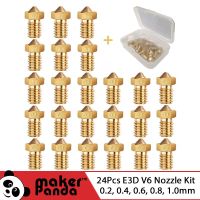 Thriving Makerpanda 24ชิ้นหัวพ่นหมึกพิมพ์3มิติสำหรับ E3d V5 V6รีด M6ทองเหลืองเกลียวพิมพ์ Hotend 0.2Mm 0.4Mm 0.6Mm 0.8Mm 1.0Mm