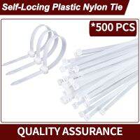 500 PCS Self-locking Nylon Tie White Plastic Strong Snap High Temperature Resistant and Lengthening TwineTie Wire Tie